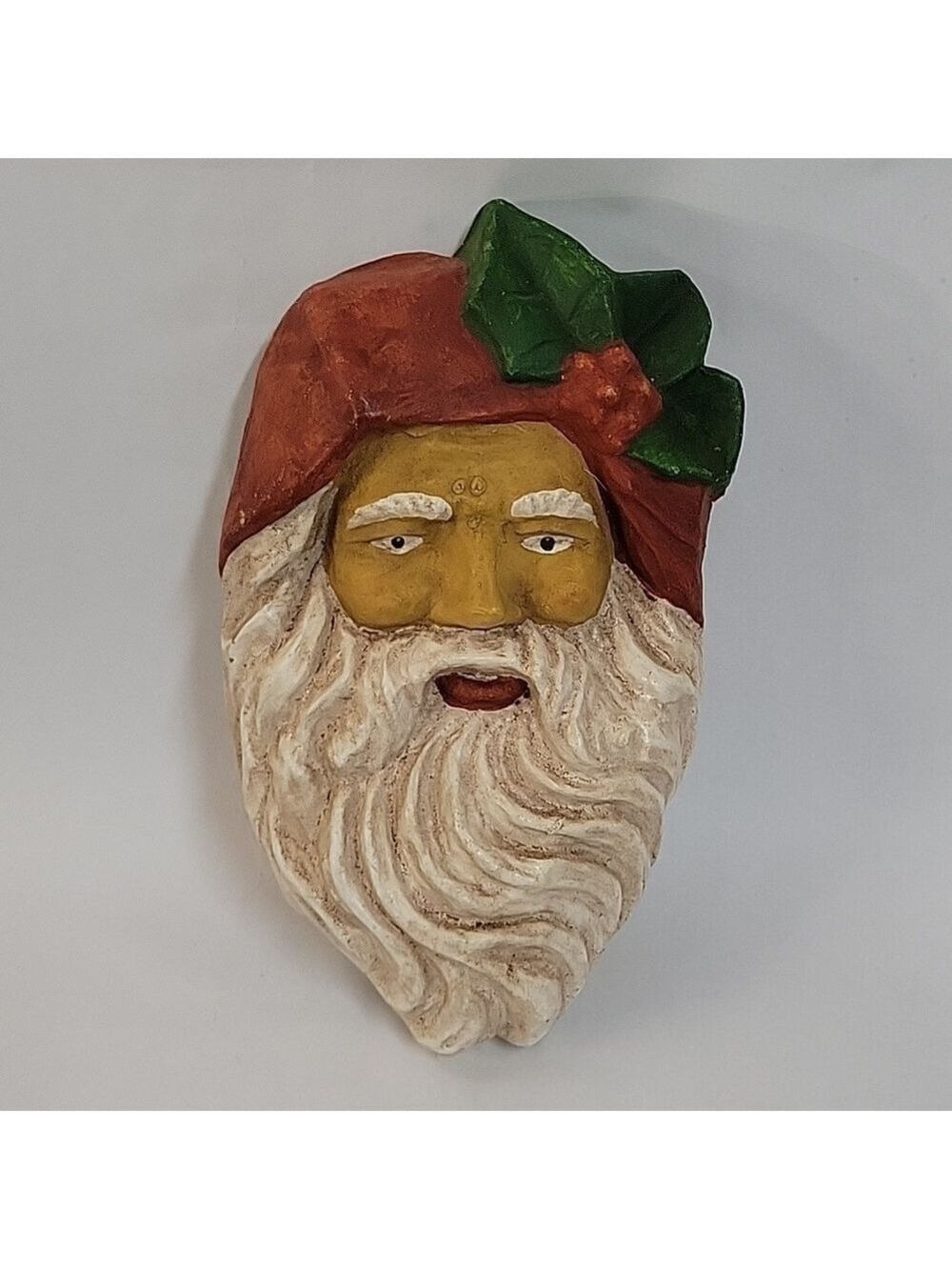 Vtg Large Paper Mache Santa Face Wall Hanging, Display